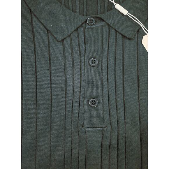 NWT Coofandy Men's LS Polo Sweater Pine Green 2XL - Picture 2 of 5